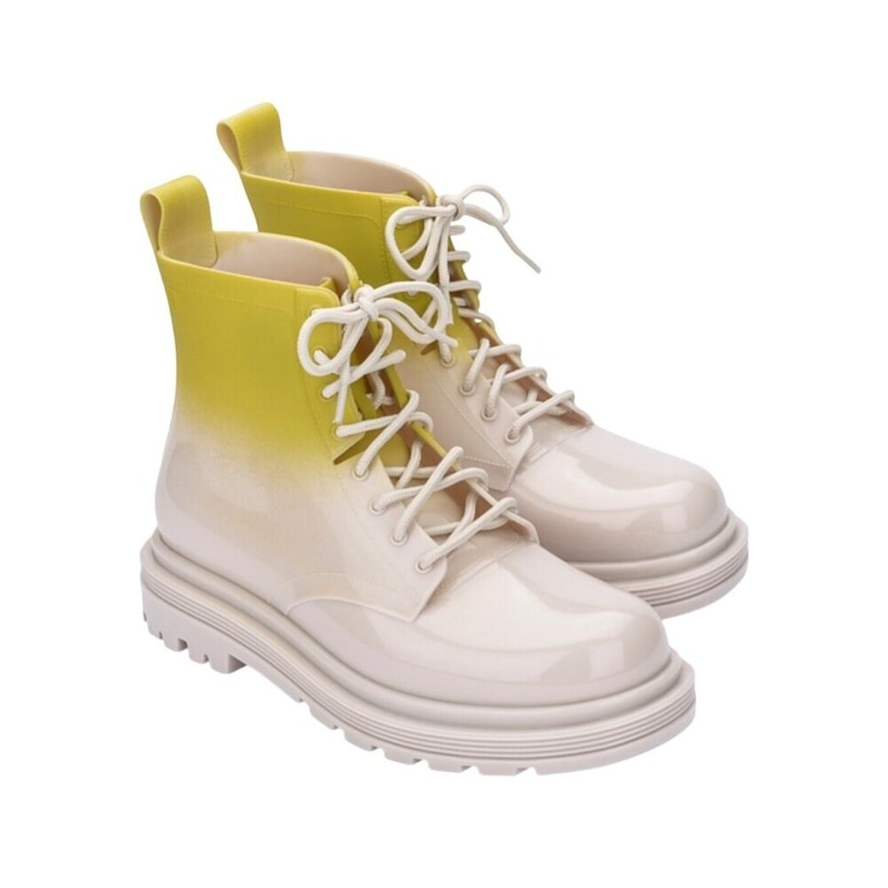 Melissa Womens Yellow Ombre Coturno Combat Boots Lace-Up Rubber Sole Size 6 - Picture 3 of 9